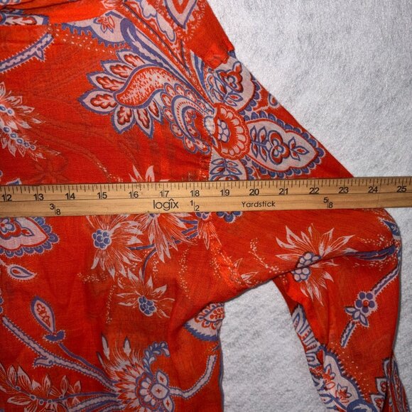 Gretchen Scott Tunic Womens M Queeny Funnel Cowl Imari Paisley Orange Knit Top - Picture 6 of 8